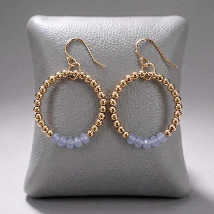 Petite Gemstone Orbit Hoops — Gold