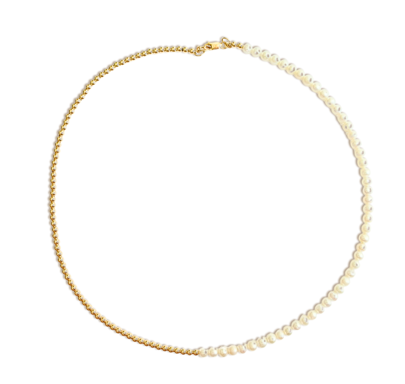 Little Bead Gold Pearl Necklace